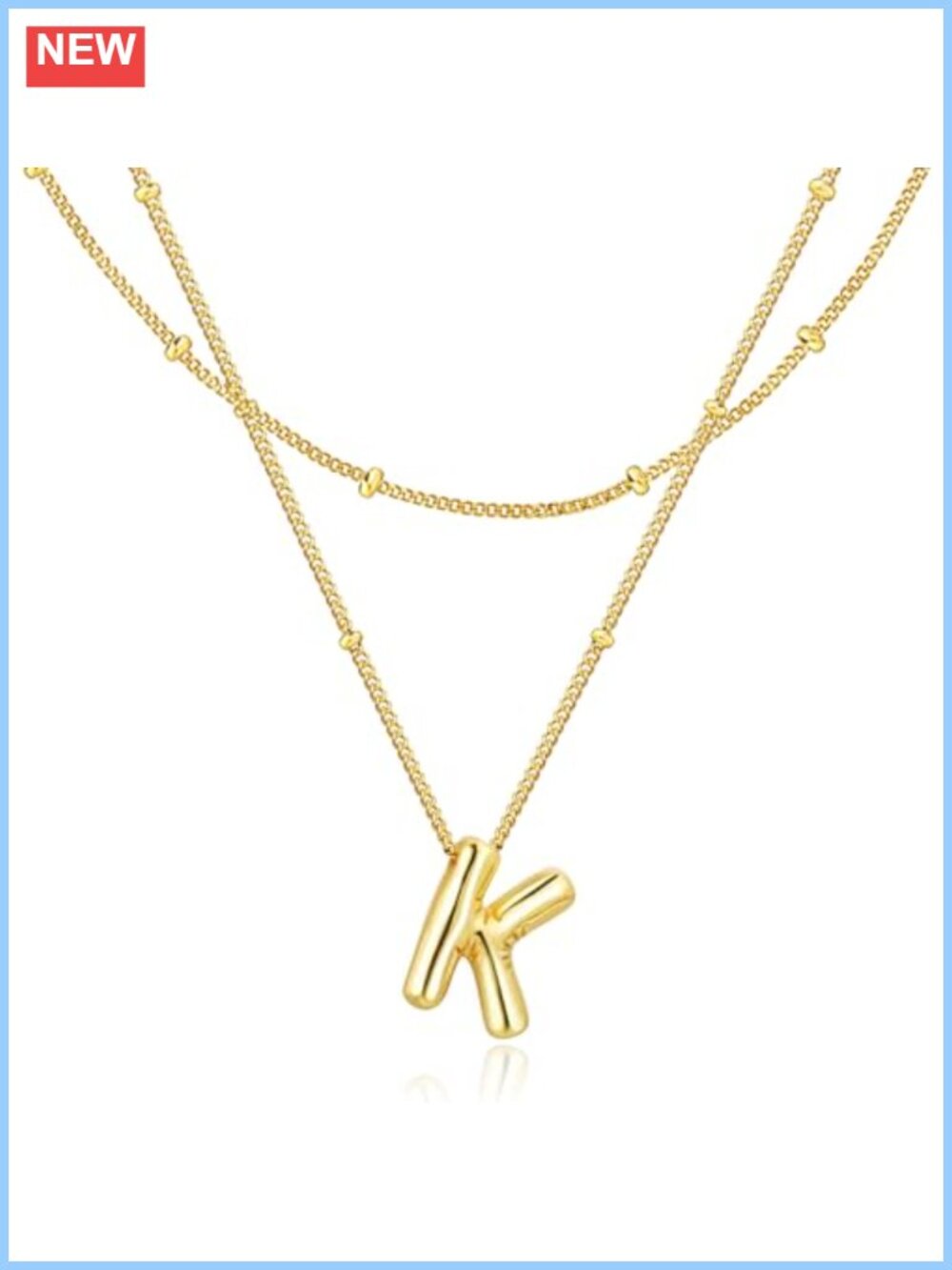 14k Gold Plated Bubble Letter Pendant Necklace, Personalized Initial Jewelry,